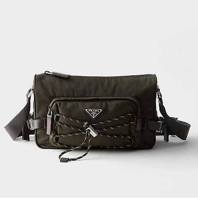 PRADA-2VH192 프라다 블랙 미디엄 리나일론 사피아노 가죽 숄더 백