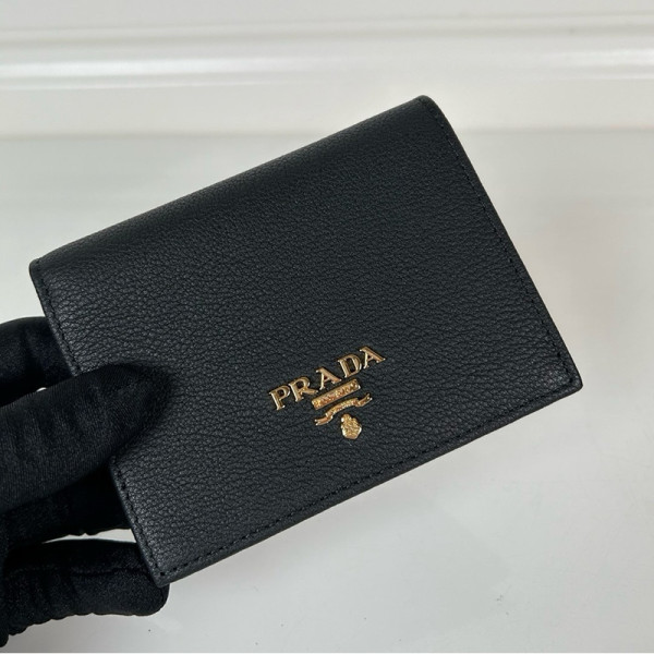 [스페셜오더]PRADA-1M0204 프라다 송아지가죽 메탈 로고 카드 지갑 블랙