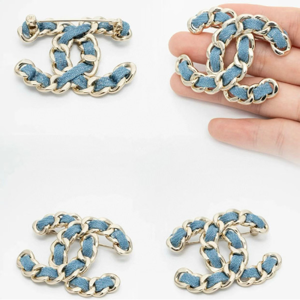CHANEL-7655 샤넬 25 청데님 CC 메탈 브로치