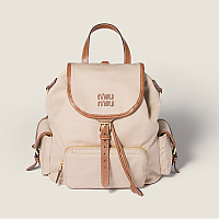 MIUMIU-5BZ042 미우미우 브라운 캔버스 가죽 백팩 미듐