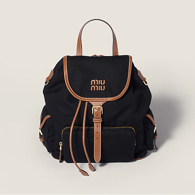 [스페셜오더]MIUMIU-5BZ042 미우미우 캔버스 및 가죽 백팩 블랙