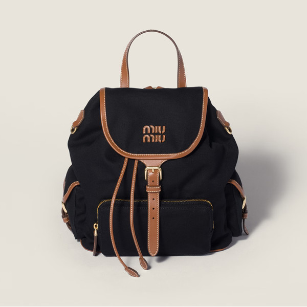 [스페셜오더]MIUMIU-5BZ042 미우미우 캔버스 및 가죽 백팩 블랙