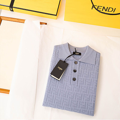 FENDI-530460280 펜디 2026SS 남성용 블루 폴로 셔츠