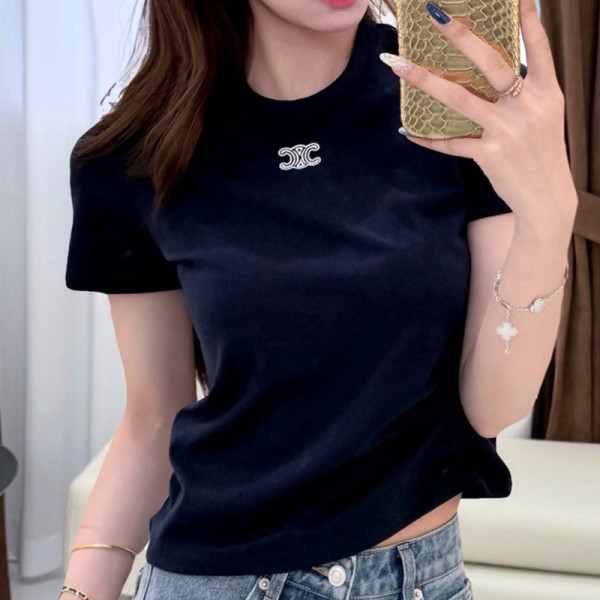 CELINE-04301 셀린느 2026년 여성용 신상 트리옴페 티셔츠