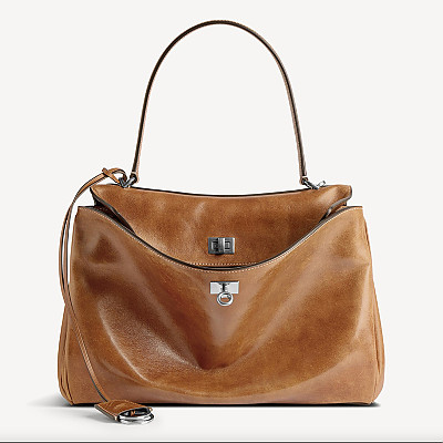 BALENCIAGA-789772 발렌시아가 브라운 금장 로데오 미디엄 핸드백