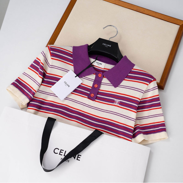 CELINE-06121 셀린느 2026년 여성용 수메르 폴로 셔츠