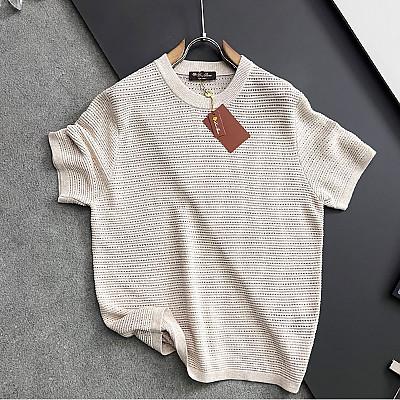 LORO PIANA-062610 로로피아나 2026SS 남성용 크루넥 니트 반팔 티셔츠