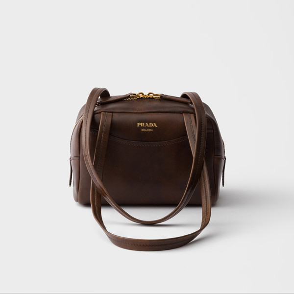 [스페셜오더]PRADA-1BB167 프라다 캐리 앤티크 가죽 탑 핸들 미니백 코코아 브라운