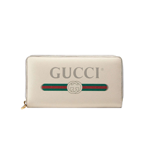 [스페셜오더]GUCCI-496317 8820 구찌 프린트 로고 화이트 지퍼 어라운드 장지갑