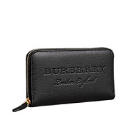 [스페셜오더]BURBERRY-40596661 버버리 엠보싱 로고 브라운 지퍼 라운드 지갑