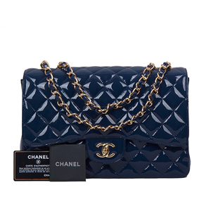 [스페셜오더]CHANEL-샤넬 네이비 페이던트 클래식 점보 금장