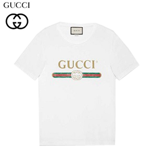 GUCCI-457095 9234 구찌 크루즈 런웨이 로고 프린트 코튼 티셔츠 남녀공용