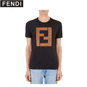 FENDI-FY0894 펜디 더블 F 로고 자수 장식 화이트 코튼 티셔츠