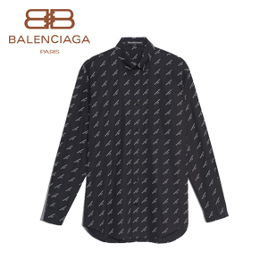 BALENCIAGA-508455 발렌시아가 올오버 발렌시아가 로고 프린트 노멀 핏 셔츠