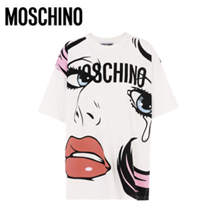 MOSCHINO-모스치노 로고 프린트 장식 티셔츠