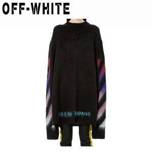 OFF WHITE 오프화이트 블랙 그린 브러쉬드 애로 스웨터 여성용