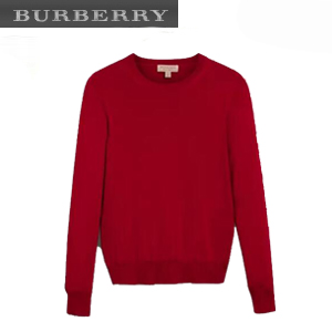 [스페셜오더]BURBERRY-40678011 버버리 체크 디테일 레드 메리노 울 스웨터