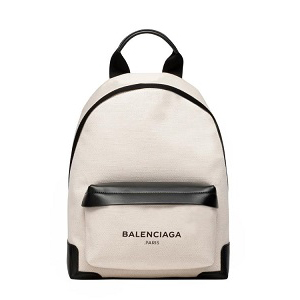 BALENCIAGA-802355 발렌시아가 네이비 코튼 캔버스 백팩 내츄럴/블랙  