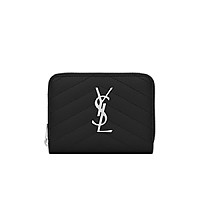 [스페셜오더]SAINT LAURENT-403723 생 로랑 블랙 그랑 드 뿌드르 텍스처드 마틀라세 컴팩트 지퍼 어라운드 지갑