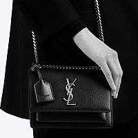 [스페셜오더]SAINT LAURENT-449453 생 로랑 블랙 펄 화이트 모노그램 미디엄 선셋백